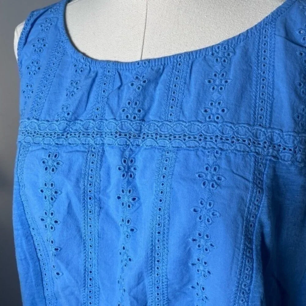 Rafaella XXL Tank Top Floral Sleeveless Shirts Blue Spring Summer Lightweight 2x - Picture 3 of 8